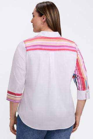 Back view of the Charlie Plus Variegated Stripe 3/4 Sleeve Shirt 