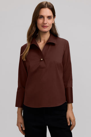 Catalina Stretch Matte Sateen 3/4 Sleeve Popover Shirt