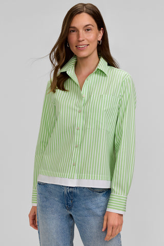 Jodie No Iron Pinpoint Stripe Long Sleeve Short Shirt