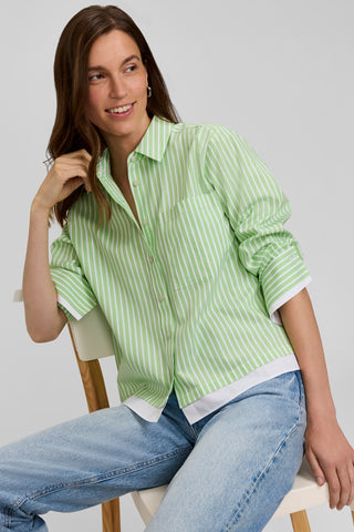 Jodie No Iron Pinpoint Stripe Long Sleeve Short Shirt