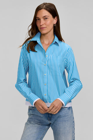 Jodie No Iron Pinpoint Stripe Long Sleeve Short Shirt