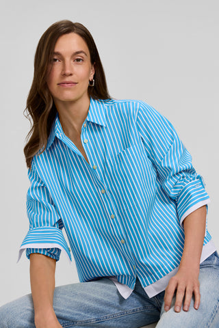 Jodie No Iron Pinpoint Stripe Long Sleeve Short Shirt