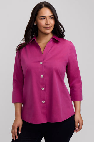 Paityn Plus No Iron Pinpoint 3/4 Sleeve Shirt