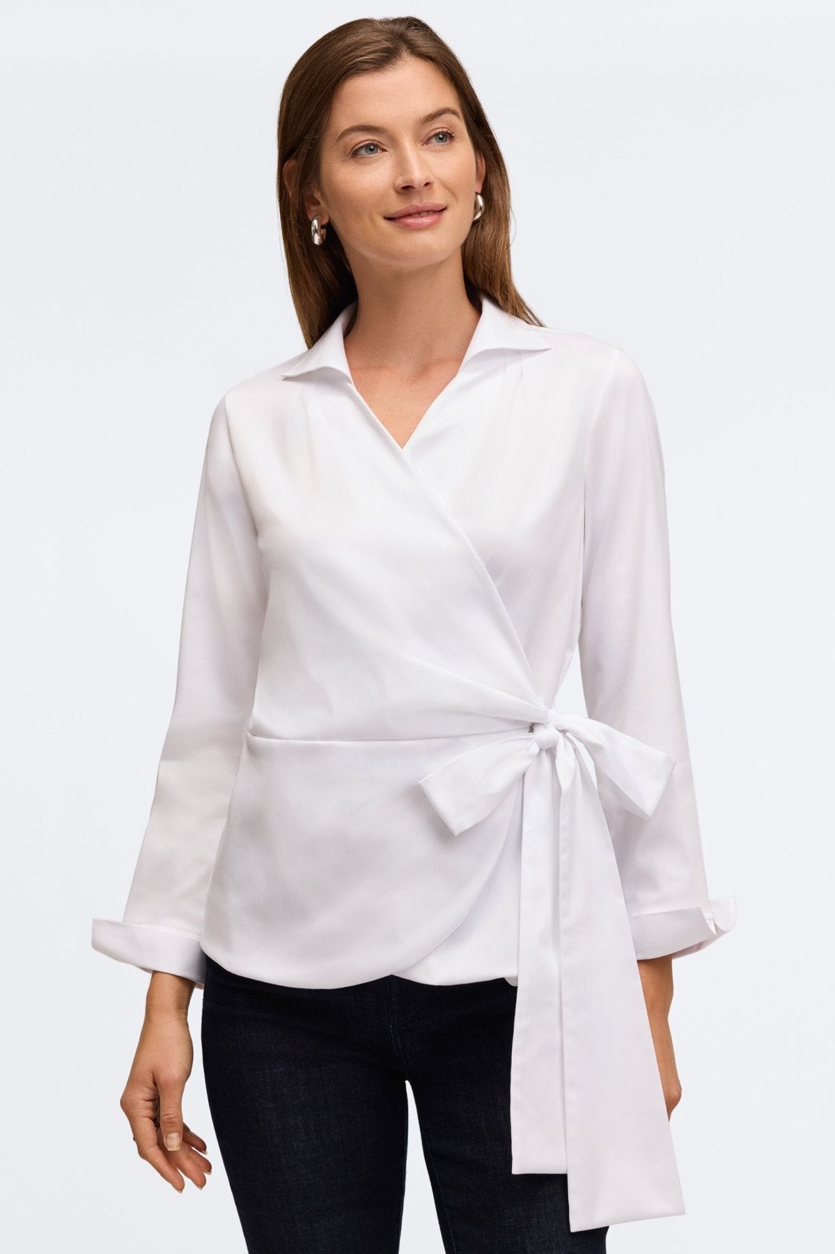 Salina No Iron Stretch Matte Sateen Long Sleeve Shirt