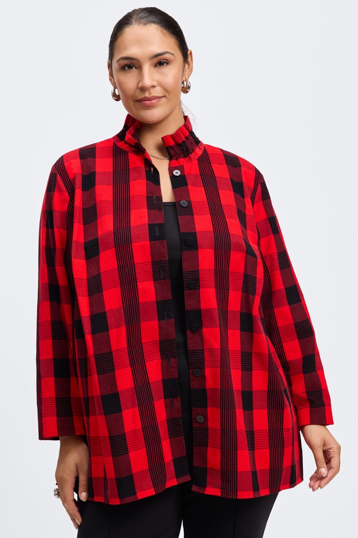 Carolina Plus Buffalo Check Long Sleeve Shirt Jacket