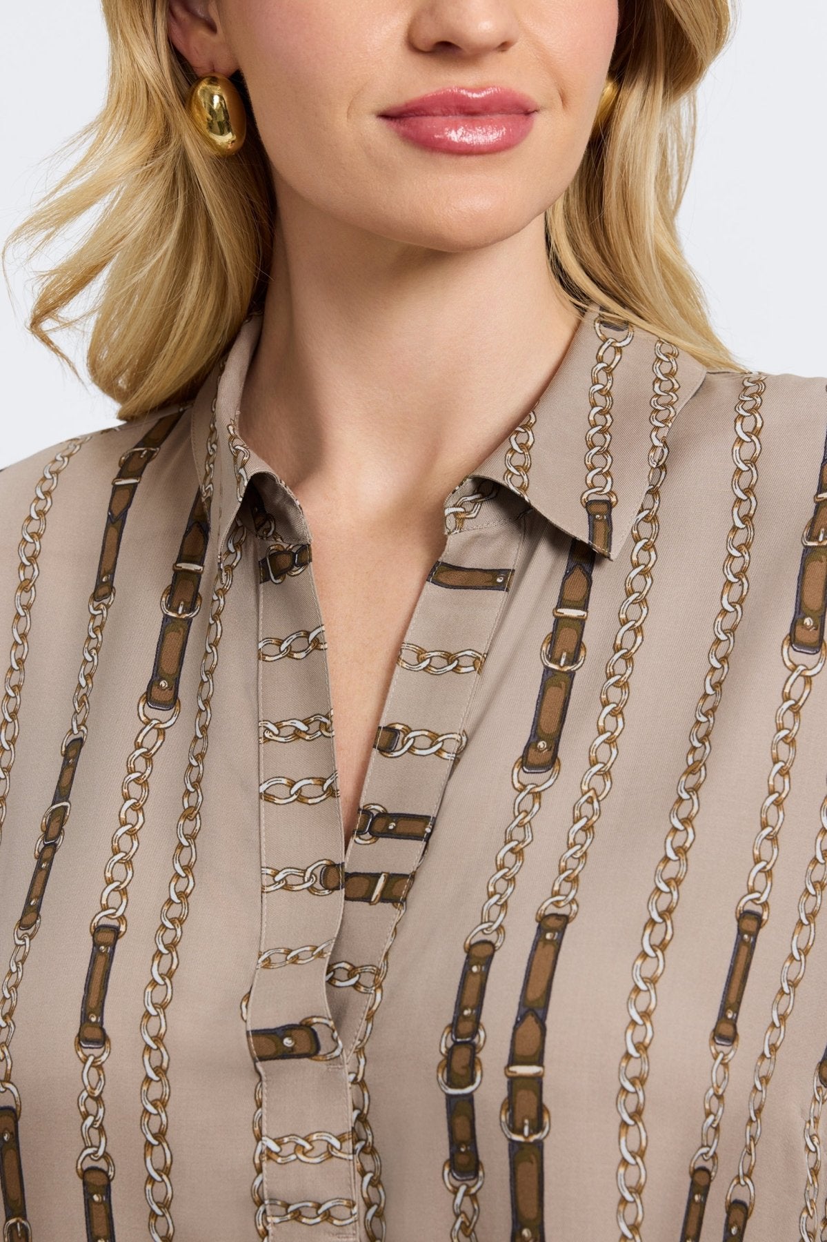 Frankie Plus Chain Stripe Long Sleeve Popover Shirt