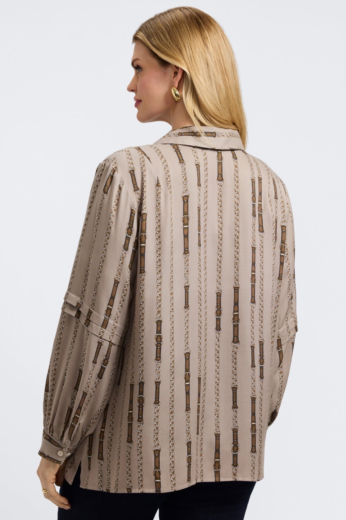 Frankie Plus Chain Stripe Long Sleeve Popover Shirt