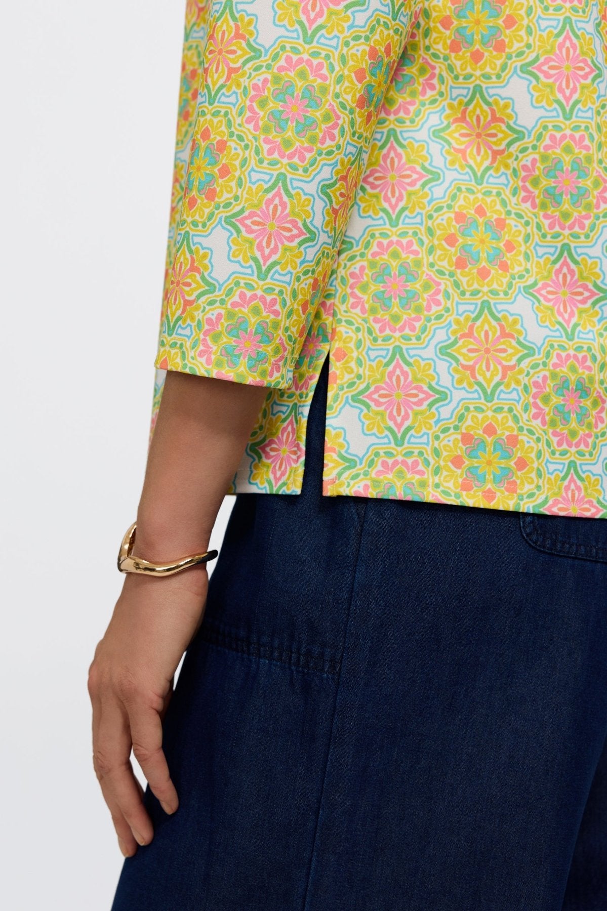 Tammy Sicilian Tile 3/4 Sleeve Popover Shirt