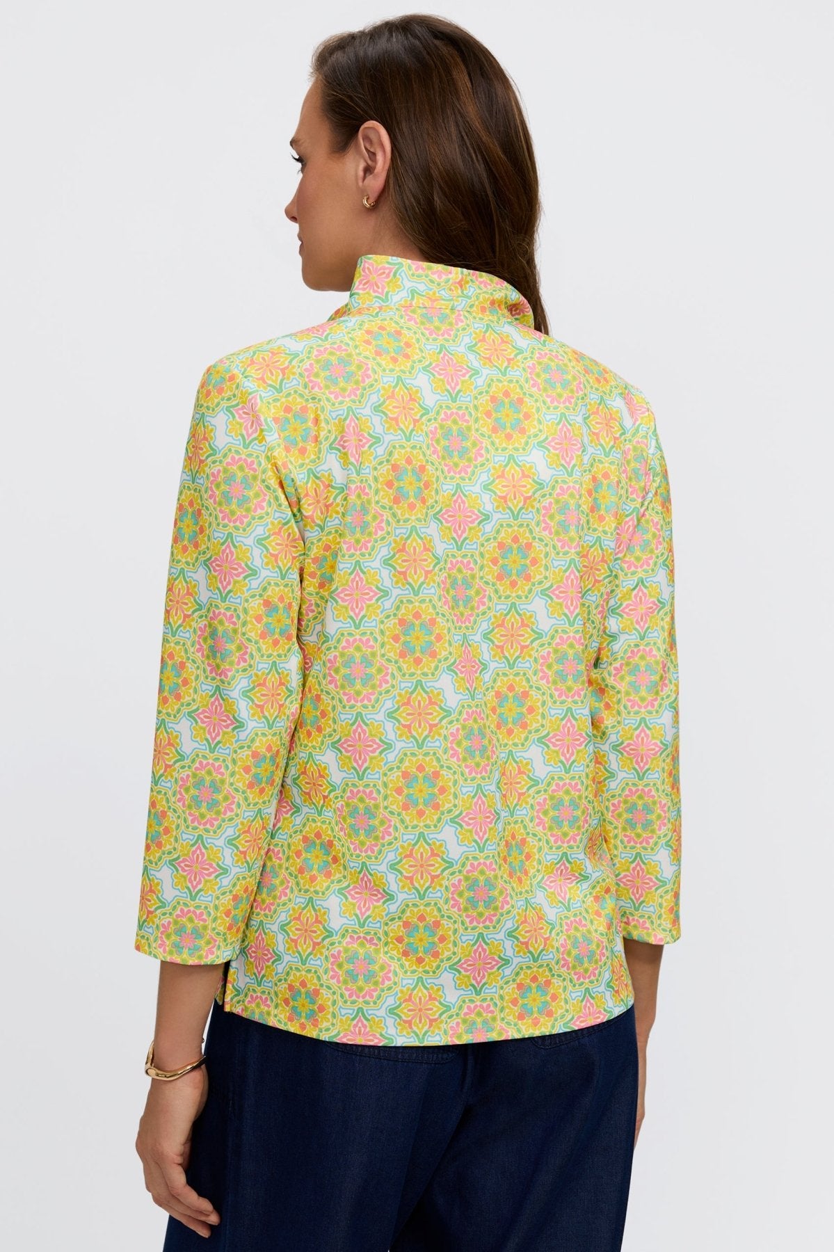 Tammy Sicilian Tile 3/4 Sleeve Popover Shirt