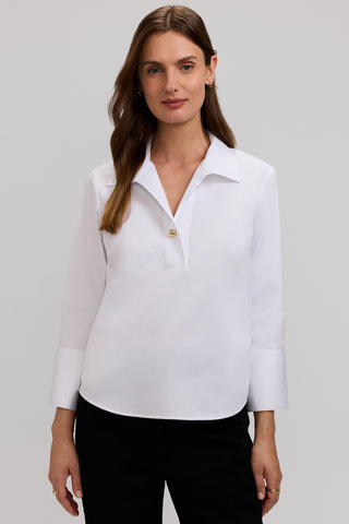 Catalina Stretch Matte Sateen 3/4 Sleeve Popover Shirt