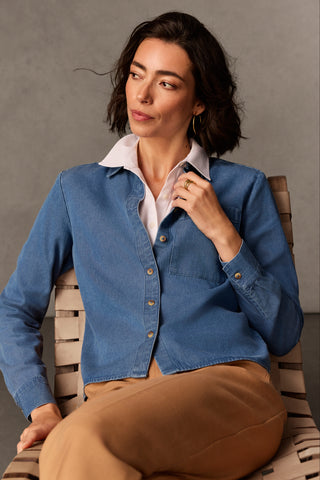 Jodie Denim Long Sleeve Short Shirt