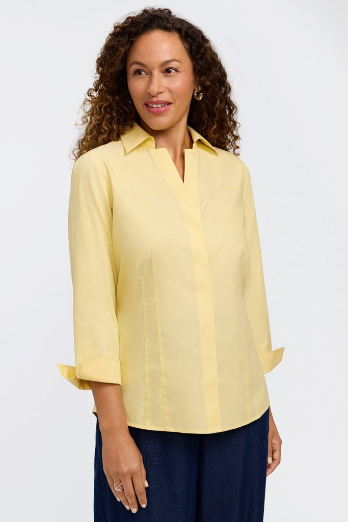 Taylor Petite No Iron Pinpoint 3/4 Sleeve Shirt – Foxcroft