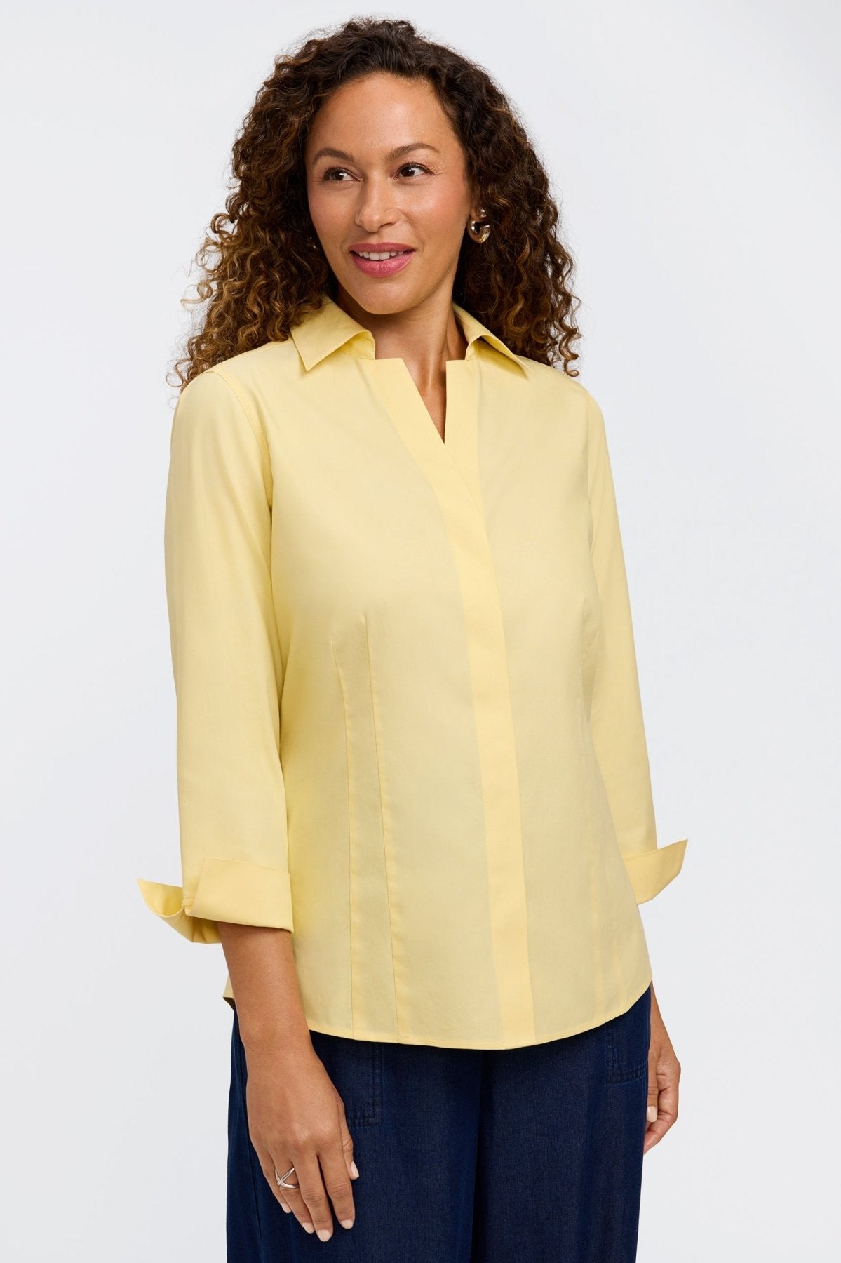 Taylor Petite No Iron Pinpoint 3/4 Sleeve Shirt