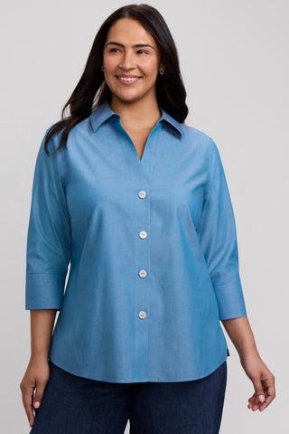 Paityn Plus No Iron Pinpoint 3/4 Sleeve Shirt