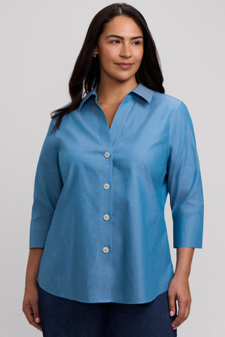Paityn Plus No Iron Pinpoint 3/4 Sleeve Shirt