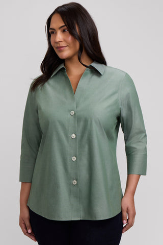 Paityn Plus No Iron Pinpoint 3/4 Sleeve Shirt