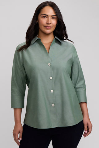 Paityn Plus No Iron Pinpoint 3/4 Sleeve Shirt