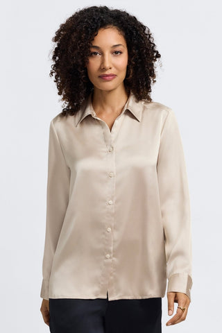 Foxcroft Bianca beyond silk blouse in #color_champagne