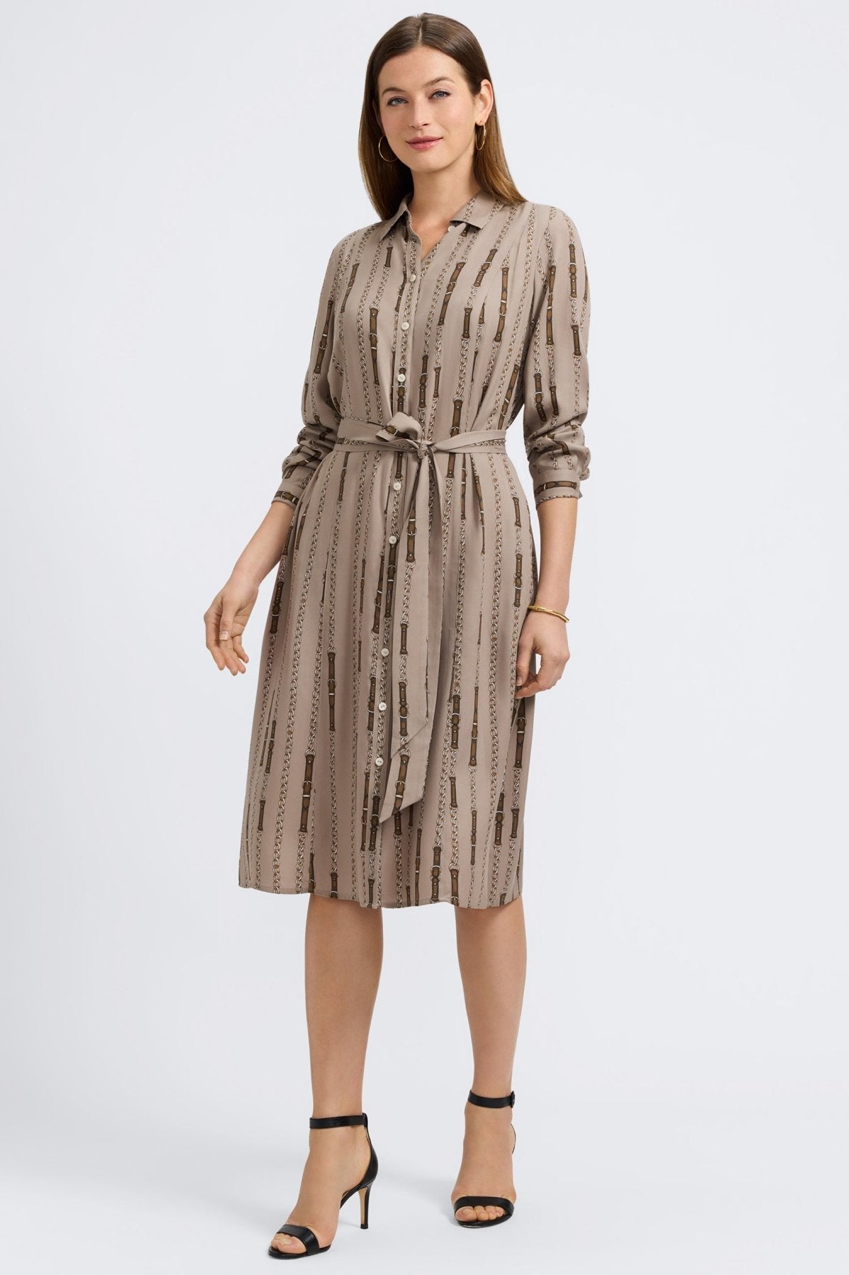 Fiona Chain Stripe Long Sleeve Sleeve Dress