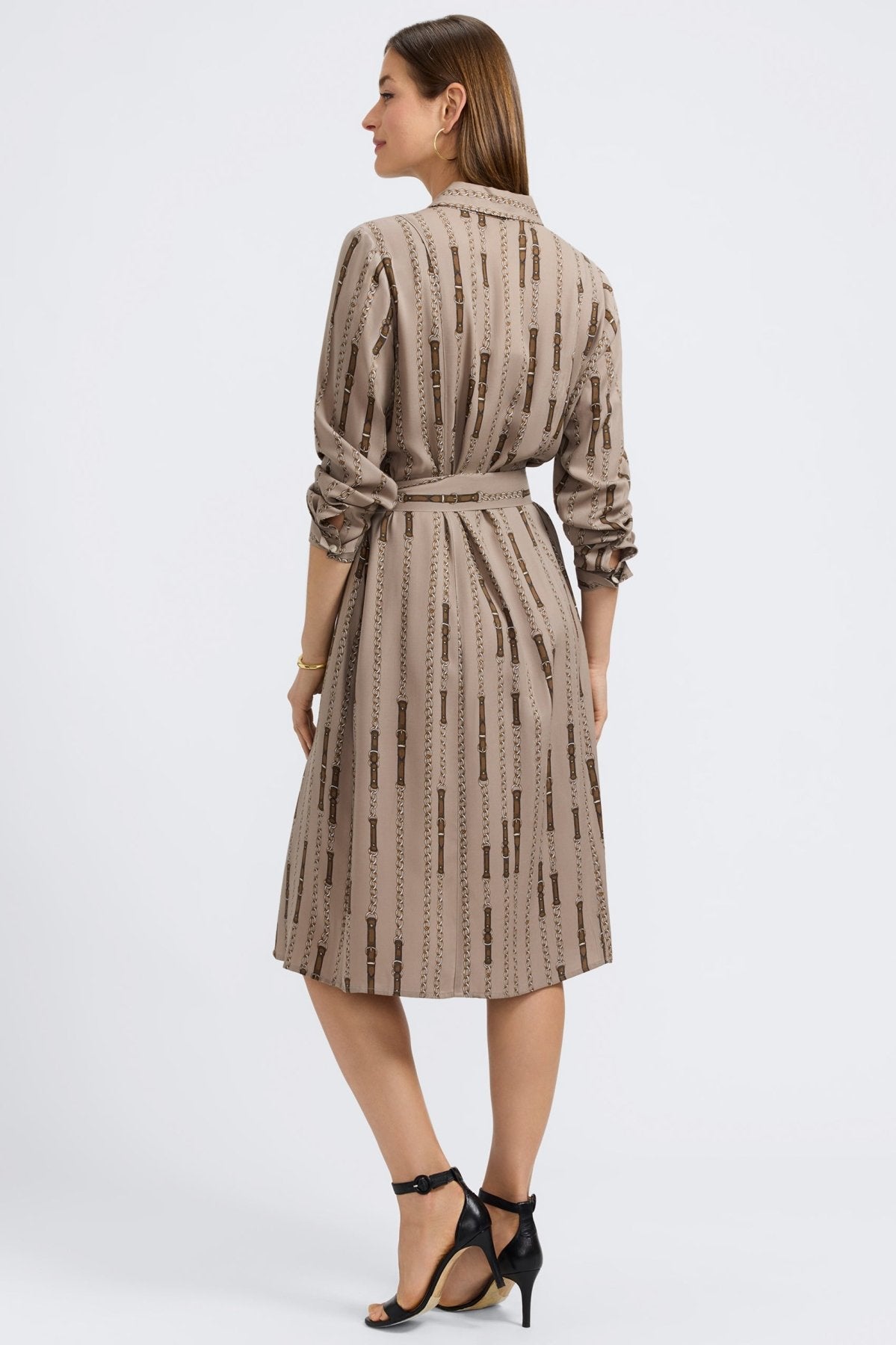 Fiona Chain Stripe Long Sleeve Sleeve Dress