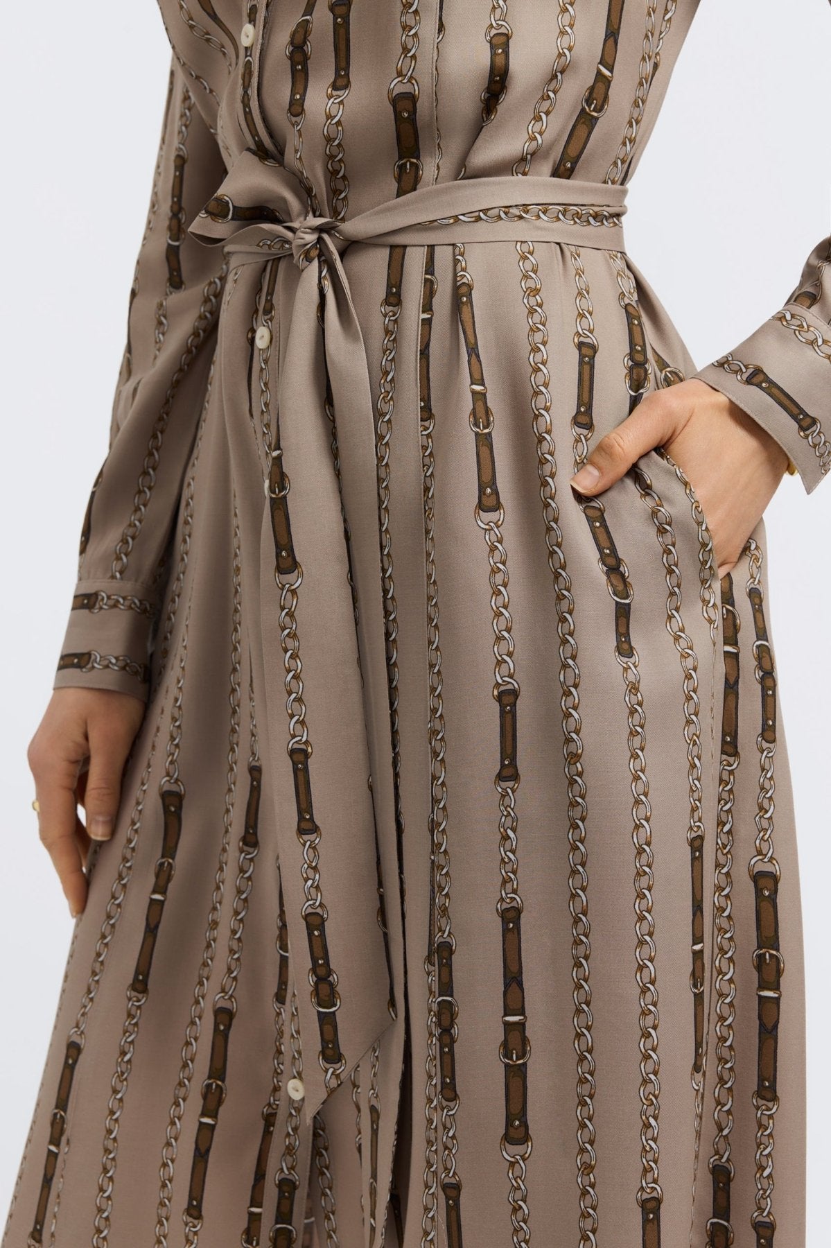 Fiona Chain Stripe Long Sleeve Sleeve Dress