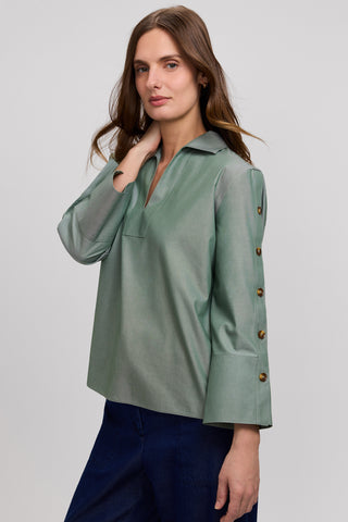 Lainey No Iron Pinpoint 3/4 Button Sleeve Shirt