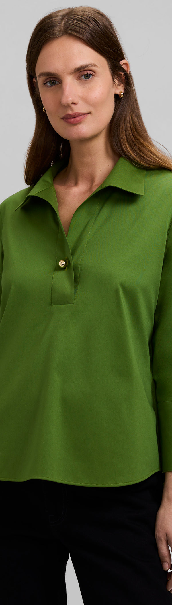 Catalina Stretch Matte Sateen 3/4 Sleeve Popover Shirt