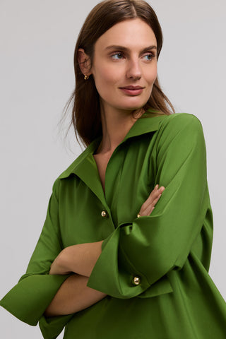 Catalina Stretch Matte Sateen 3/4 Sleeve Popover Shirt
