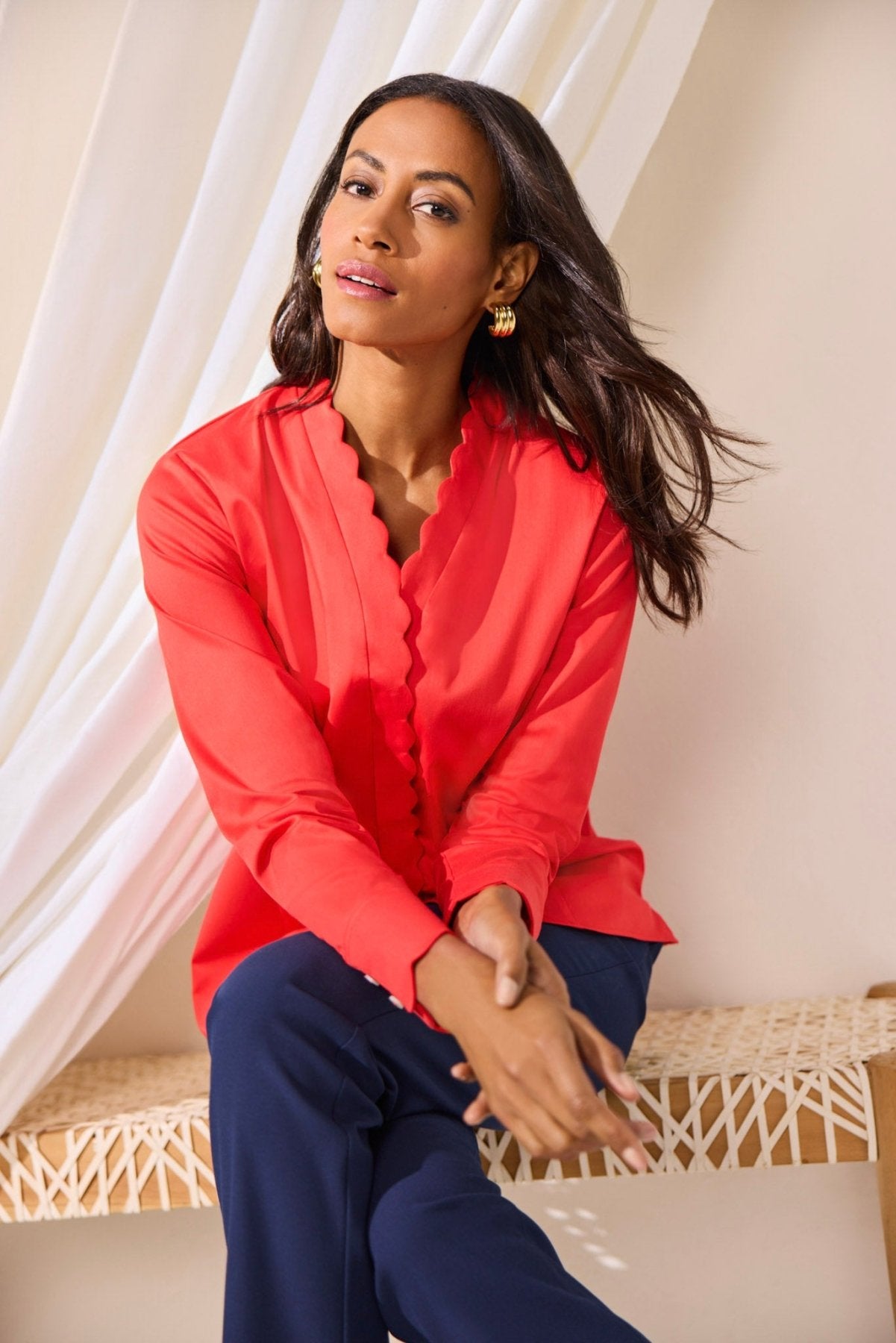 Bridget Stretch Matte Sateen Long Sleeve Shirt