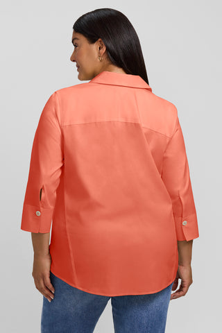 Paityn Plus No Iron Pinpoint 3/4 Sleeve Shirt