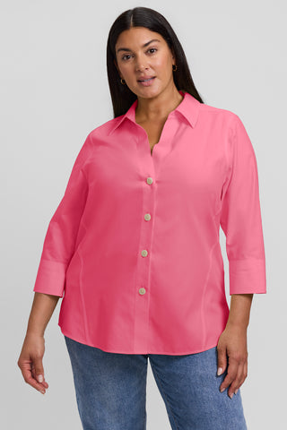 Paityn Plus No Iron Pinpoint 3/4 Sleeve Shirt