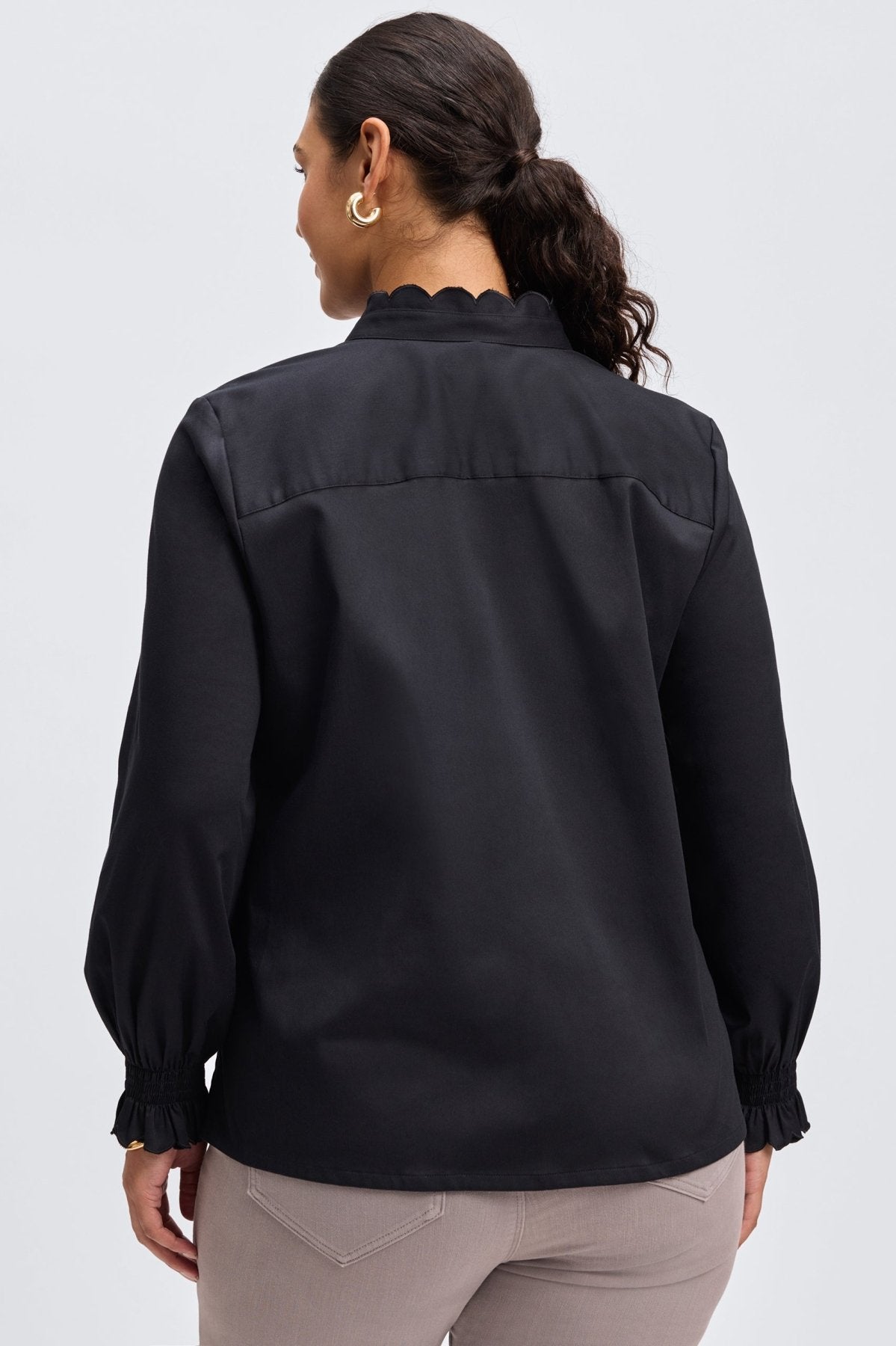 Elora Plus No Iron Stretch Matte Sateen Long Sleeve Shirt