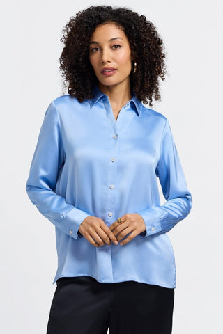 Foxcroft Bianca beyond silk blouse in #color_bel air blue