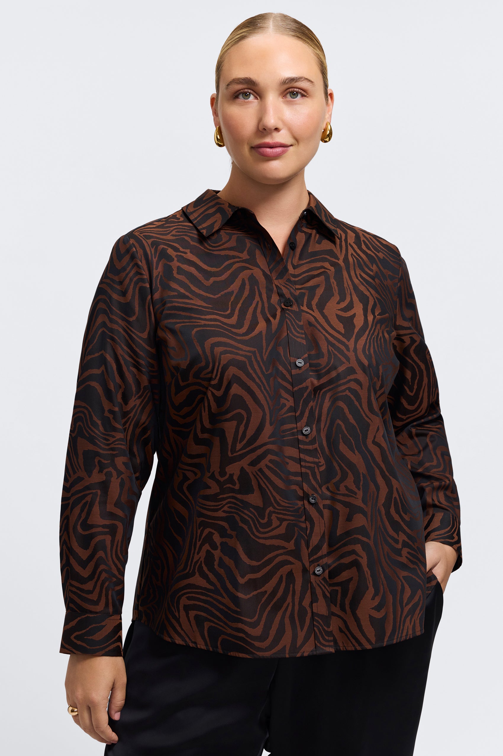 Hampton Plus Zebra Jacquard Long Sleeve Shirt