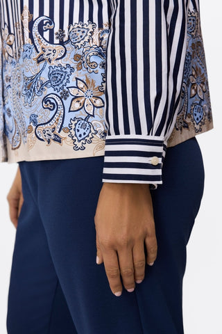 Jodie Petite Stripe Paisley Long Sleeve Short Shirt