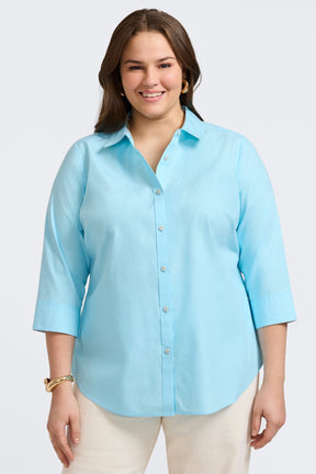Margie Plus No Iron Pinpoint 3/4 Sleeve Shirt
