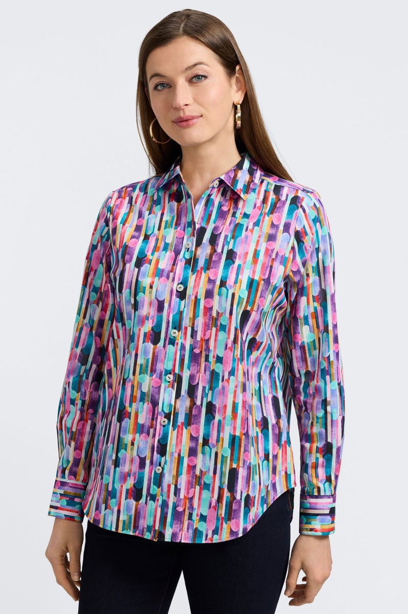 Margie Multicolor Prism Long Sleeve Shirt- Foxcroft