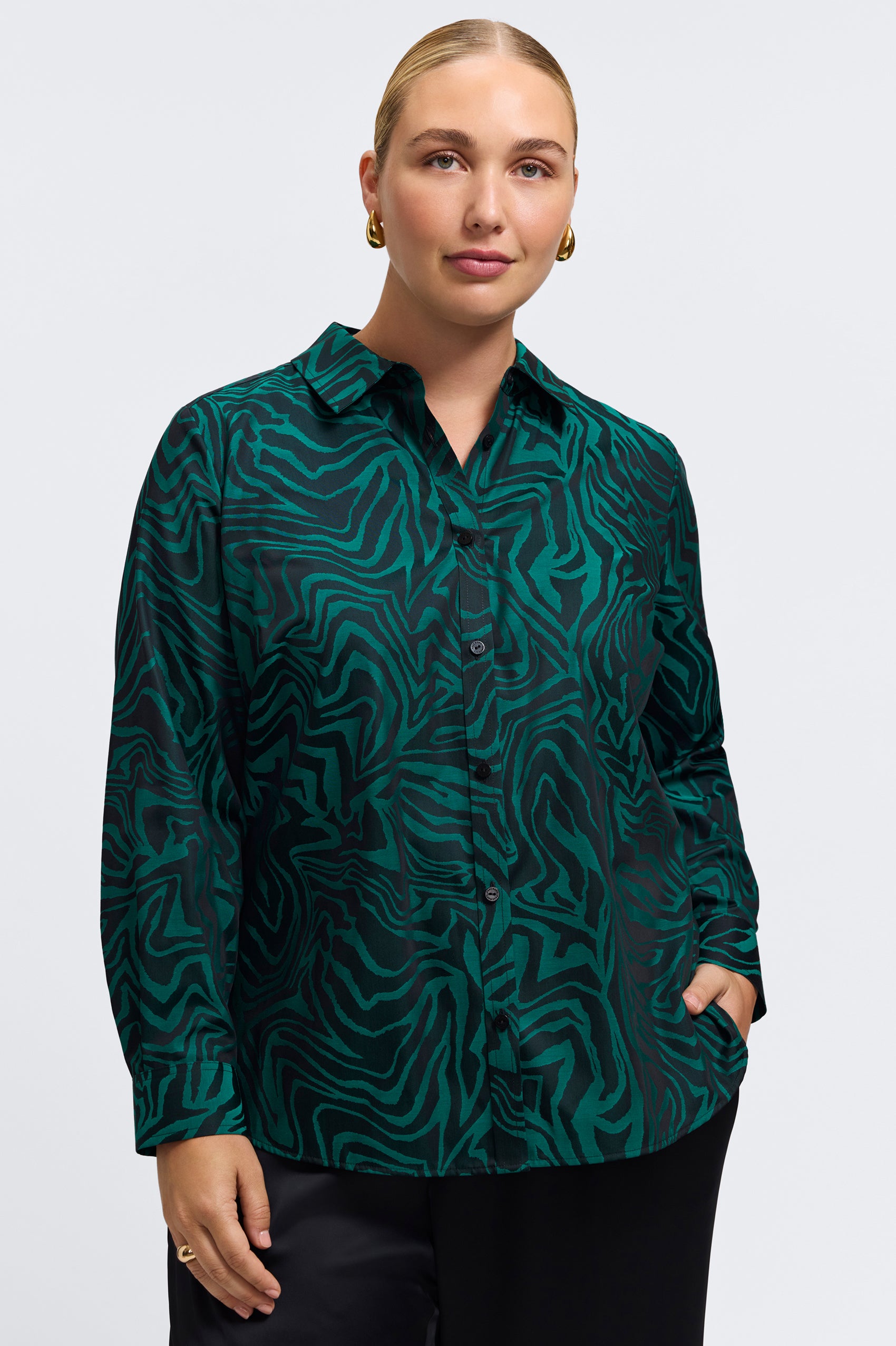 Hampton Plus Zebra Jacquard Long Sleeve Shirt