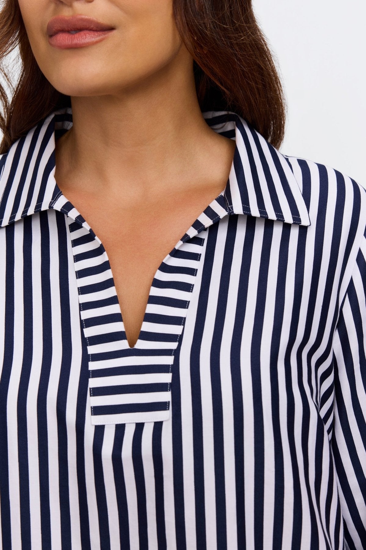Julia Plus Stripe Paisley 3/4 Sleeve Popover Shirt