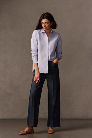 Boyfriend No Iron Pinpoint Long Sleeve Tunic