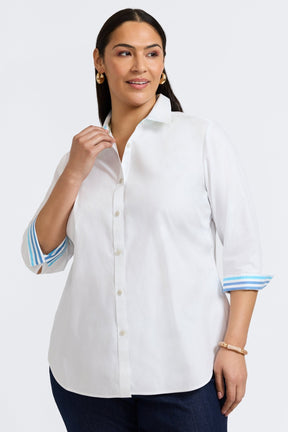 Margie Plus No Iron Pinpoint 3/4 Sleeve Shirt