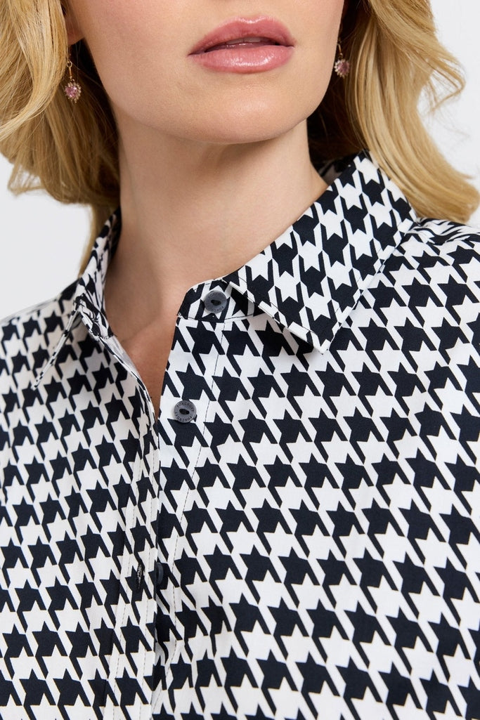 Meghan Plus Classic Houndstooth Long Sleeve Shirt