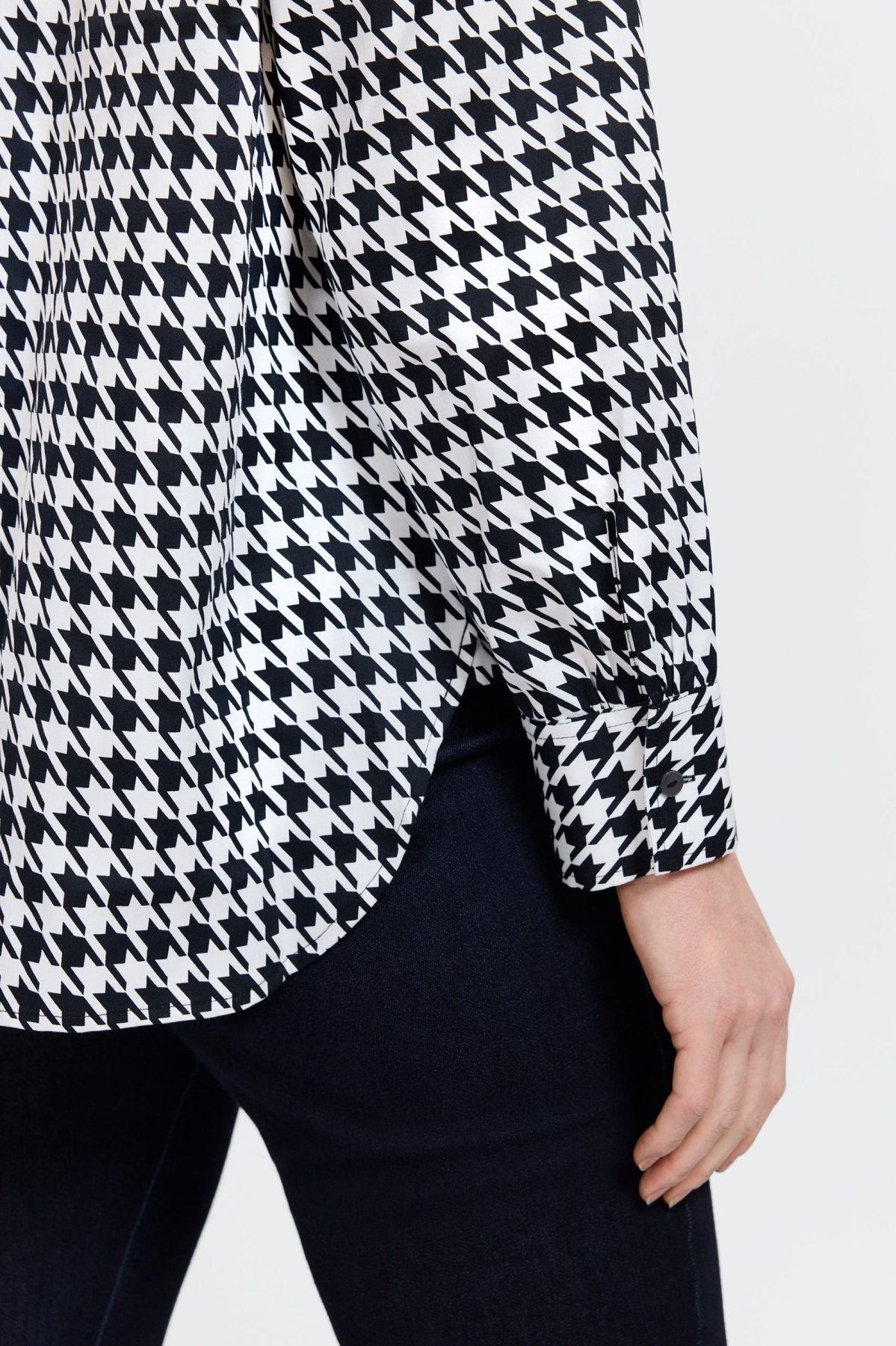 Meghan Plus Classic Houndstooth Long Sleeve Shirt