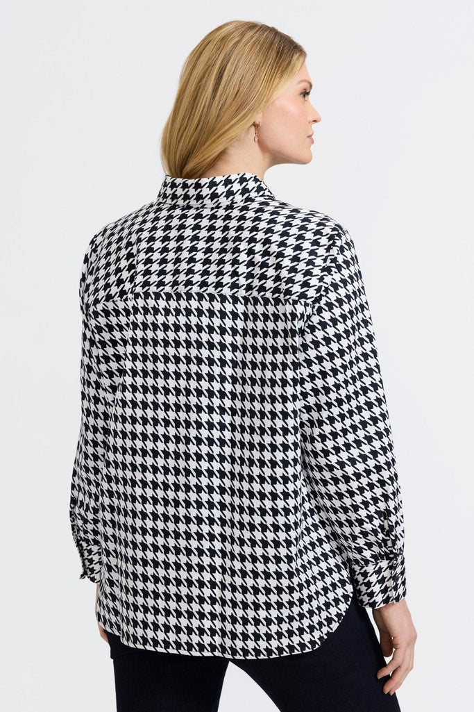 Meghan Plus Classic Houndstooth Long Sleeve Shirt