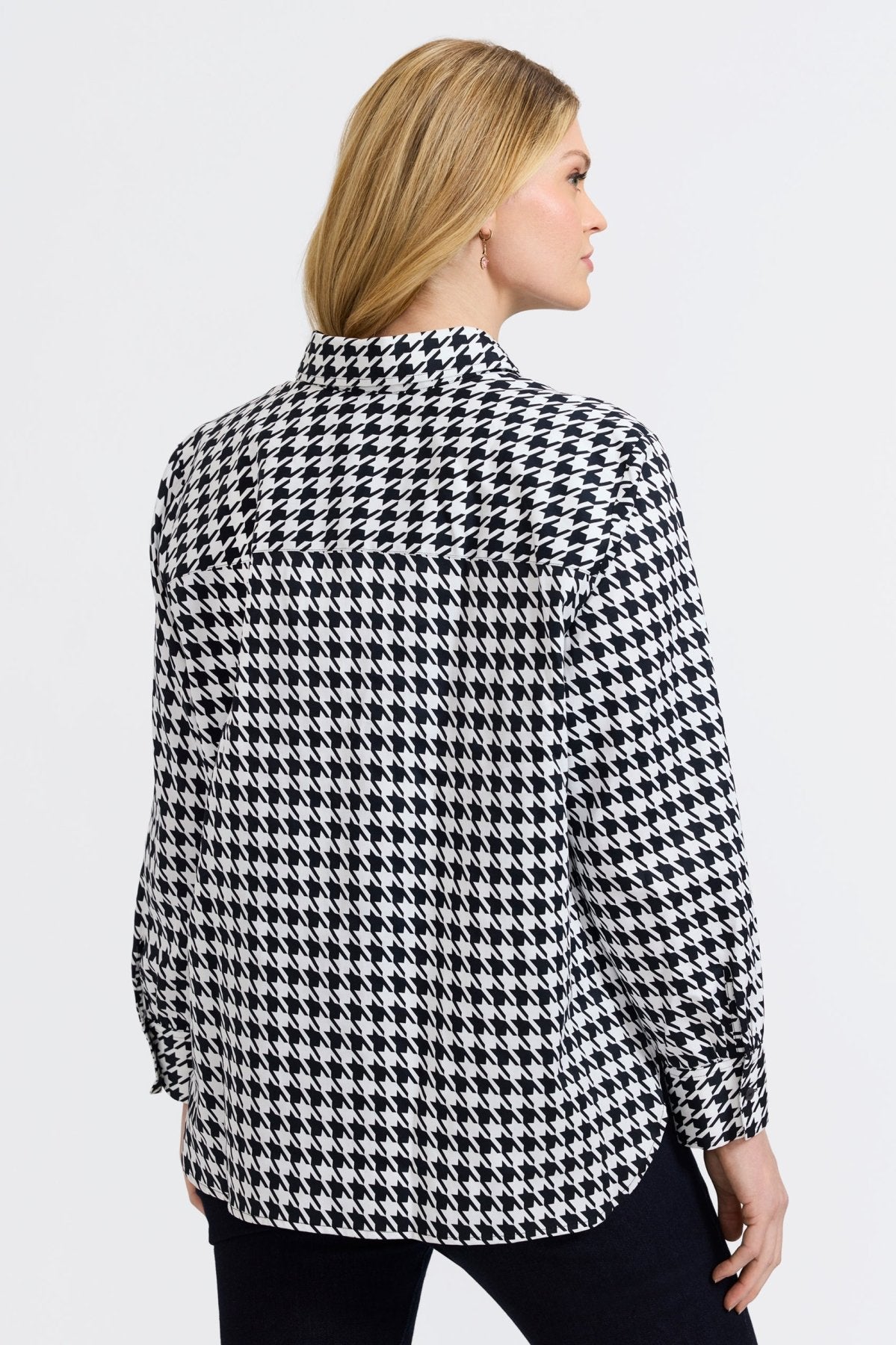 Meghan Plus Classic Houndstooth Long Sleeve Shirt