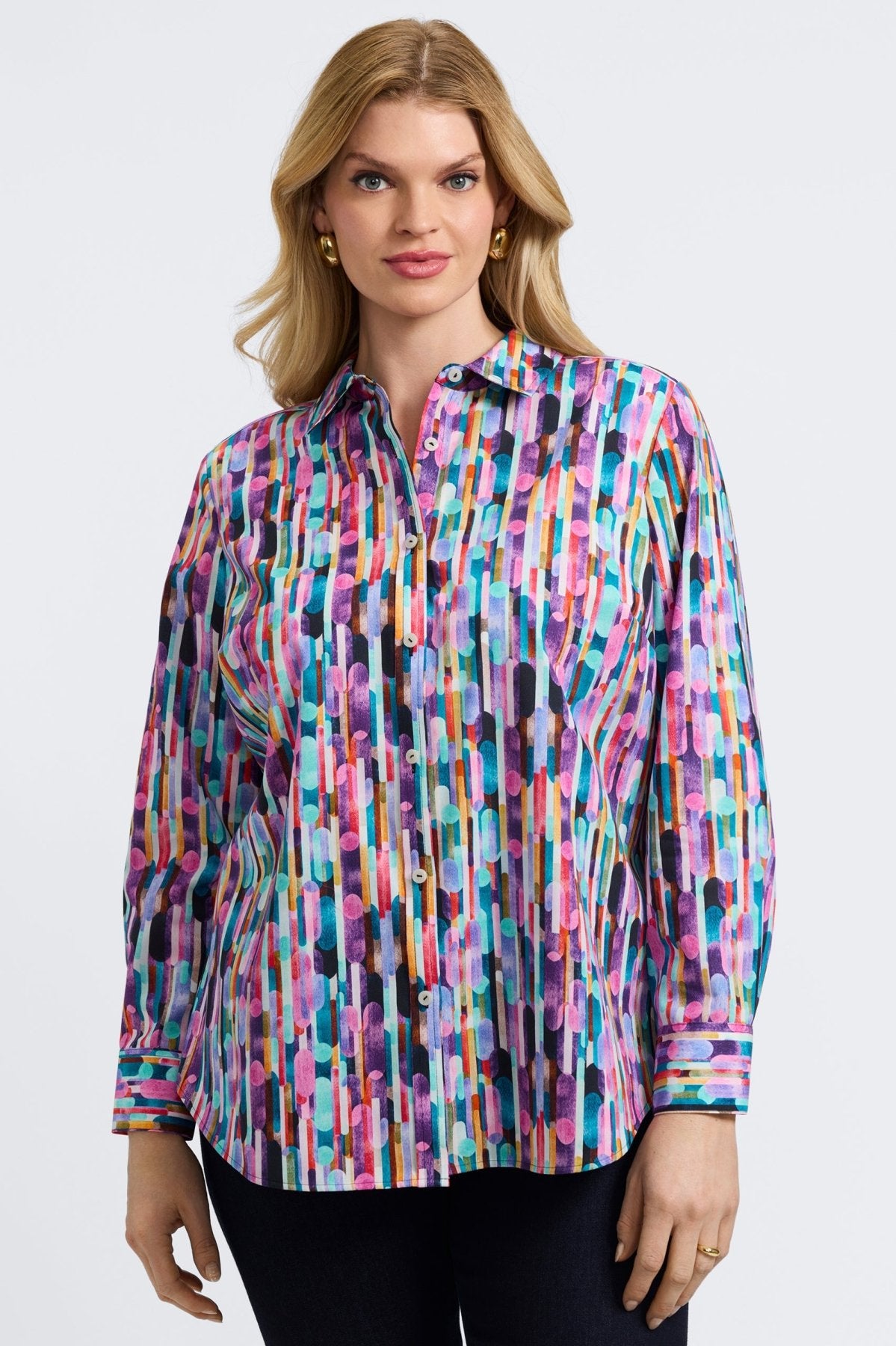 Margie Plus Multicolor Prism Long Sleeve Shirt