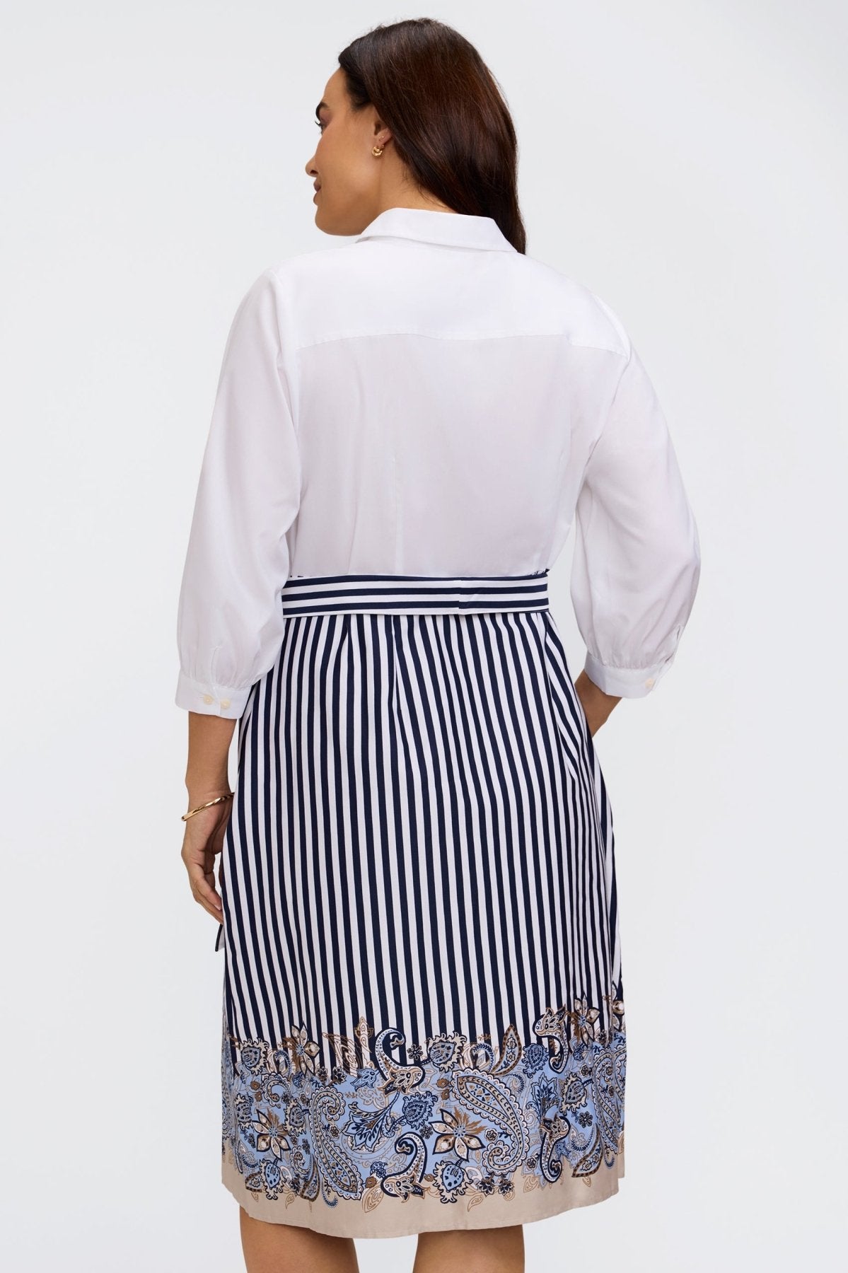 Esther Plus Stripe Paisley 3/4 Sleeve Dress