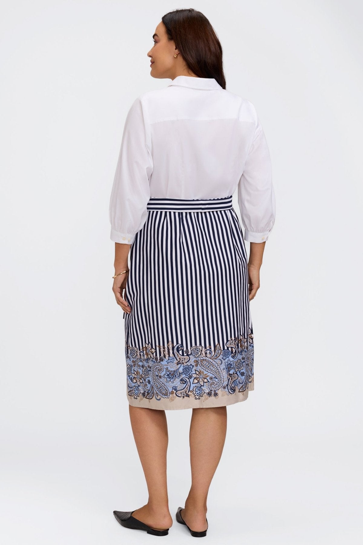 Esther Plus Stripe Paisley 3/4 Sleeve Dress