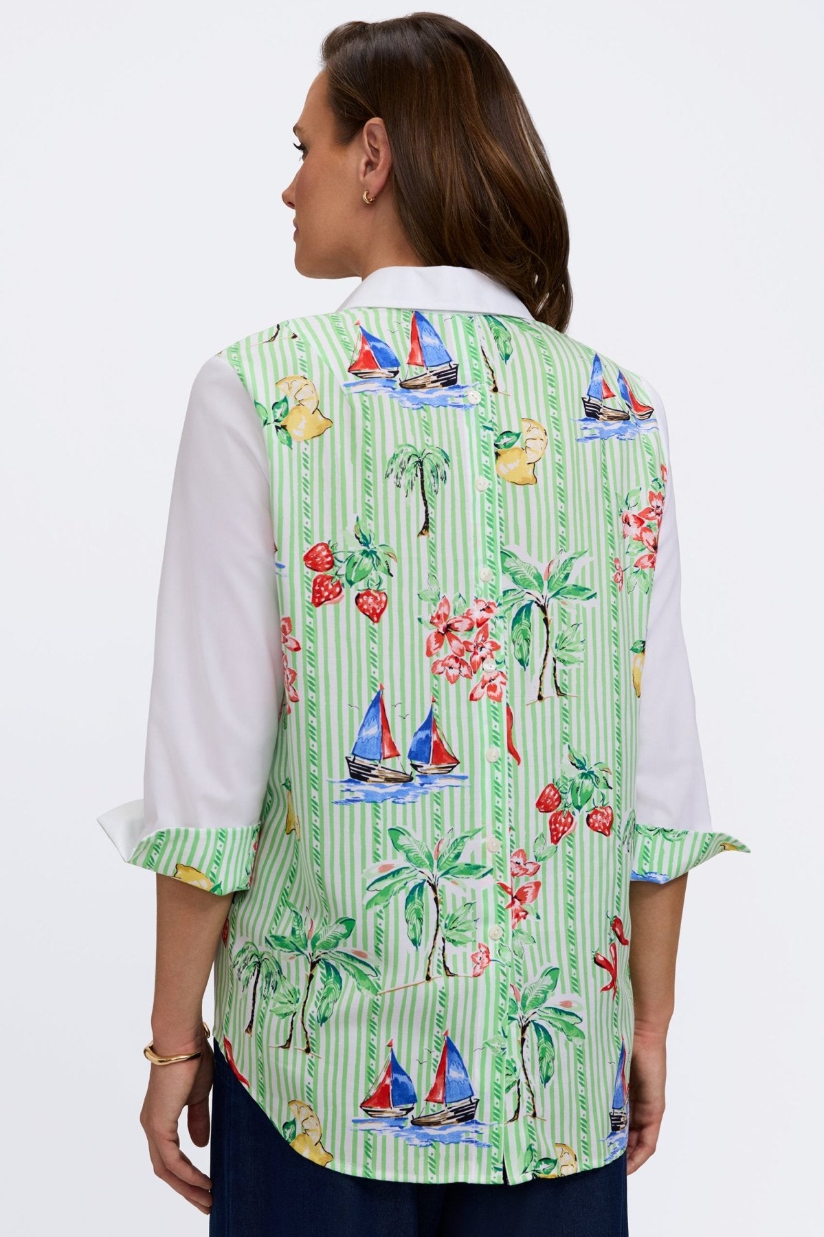 Therese Resort Stripe 3/4 Sleeve Popover Shirt