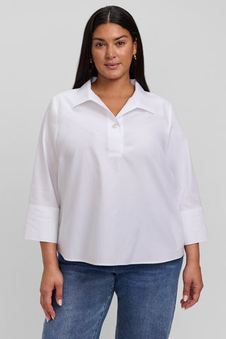 Catalina Plus No Iron Pinpoint 3/4 Sleeve Popover Shirt